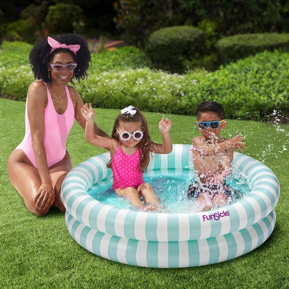 FunSicle Other - FunSicle Pastel Stripes Inflatable Kiddie Pool 4FT Kids Splash Pool Ages 2+